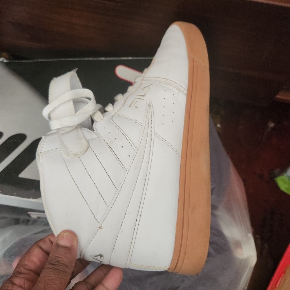 Fila White Sneakers with Tan Sole
